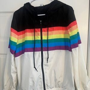 Rainbow Striped Windbreaker Jacket